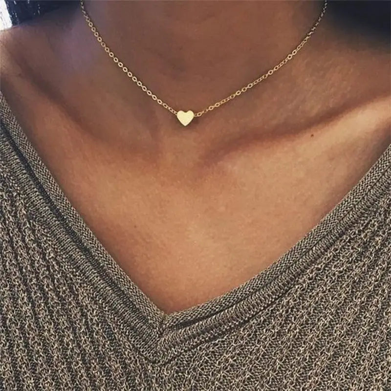Tiny Heart Choker Necklace for Women Silver Color Chain Smalll Love Necklace Pendant on neck Bohemian Chocker Necklace Jewelry