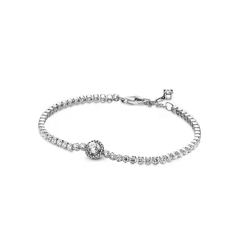 Sterling Silver Tennis Bracelet fits Original Pandora Exquisite Beads DIY Fashion Jewelry Gifts