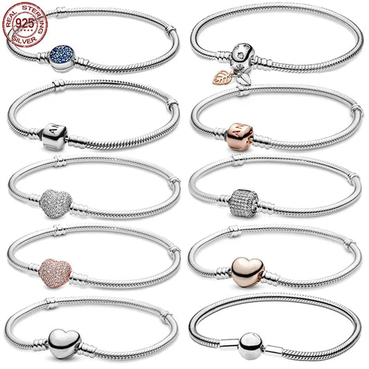 Sterling Silver Classic Bucket Buckle Bracelet fits Design Original Charm Beads DIY Exquisite Jewelry Gifts